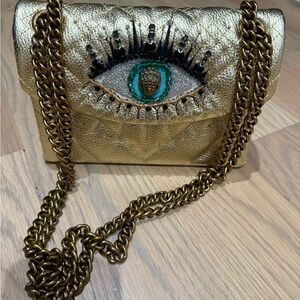 Kurt Geiger Gold Evil Eye Embellished Women Bag